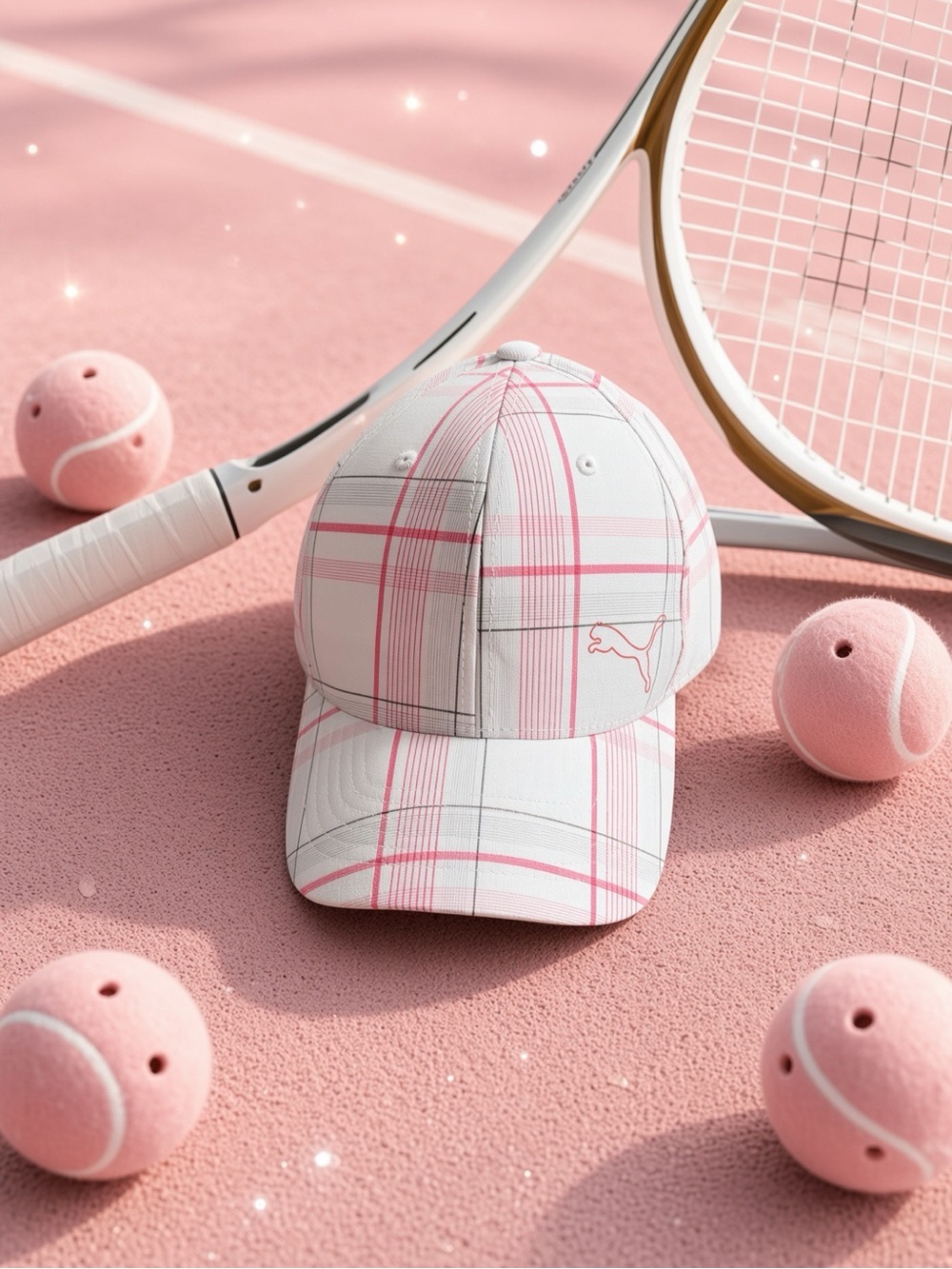 PUMA Ladies Pink Plaid Baseball Cap